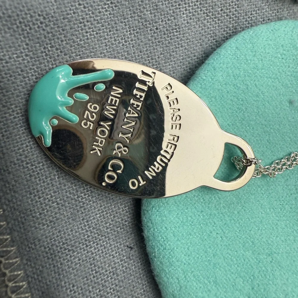 Tiffany & Co. Silver Oval Splash Pendant Necklace - Picture 4 of 6